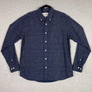 Corridor NYC Shirt Mens M Blue Japanese Dot Long Sleeve Button Down